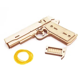 M1911 권총은 장난감을 고무 밴드 총 3 차원 나무로 되는 기계적인 권총 모형 키트는 어셈블리 빌딩 퍼즐 생일 선물을 위한 아이 틴