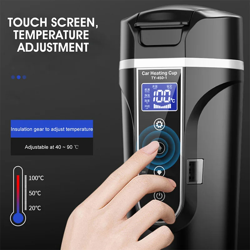 12V/24V 휴대용 자동차 난방 컵 전기 500ML 스마트 온도 제어 여행 커피 머그잔 따뜻한 LCD 디스플레이