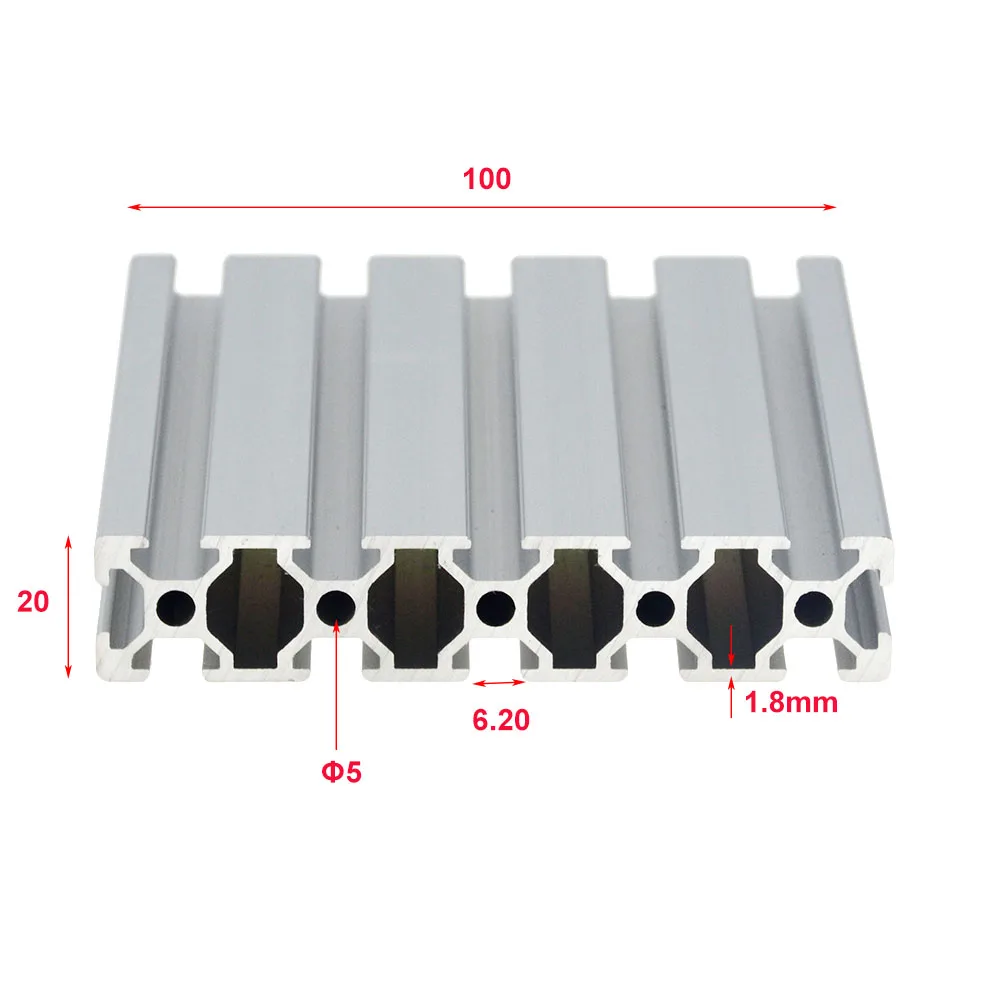 1PC20100 알루미늄 프로 파일 입체 면 100-800mm 길이는 유럽 표준 선형 레일 DIY CNC3D 프린터의 워크 벤치