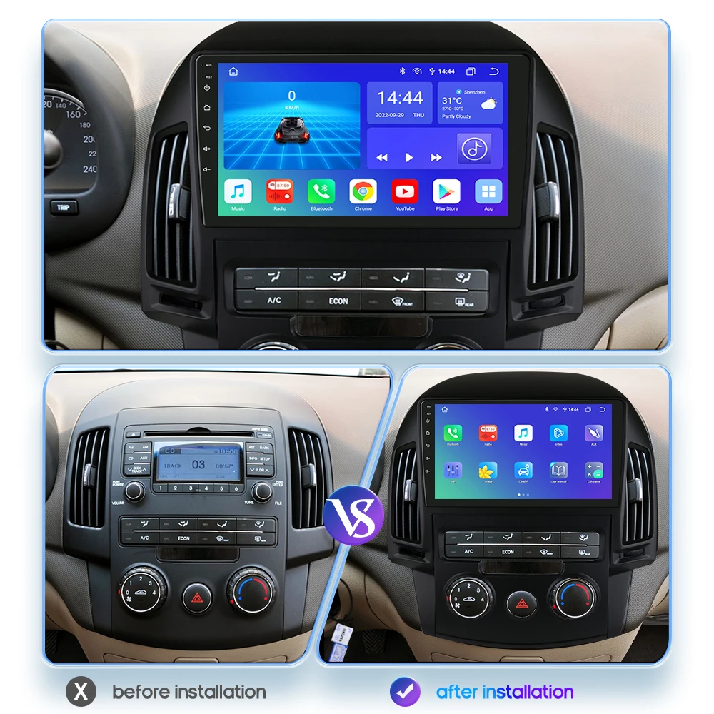 2din 안드로이드 자동차 라디오 GPS 위해 현대 I30 에서 MT2006 년-2012 년 멀티미디어의 비디오 플레이어 탐색 머리 단위면 4G 와이파이 DSP BT