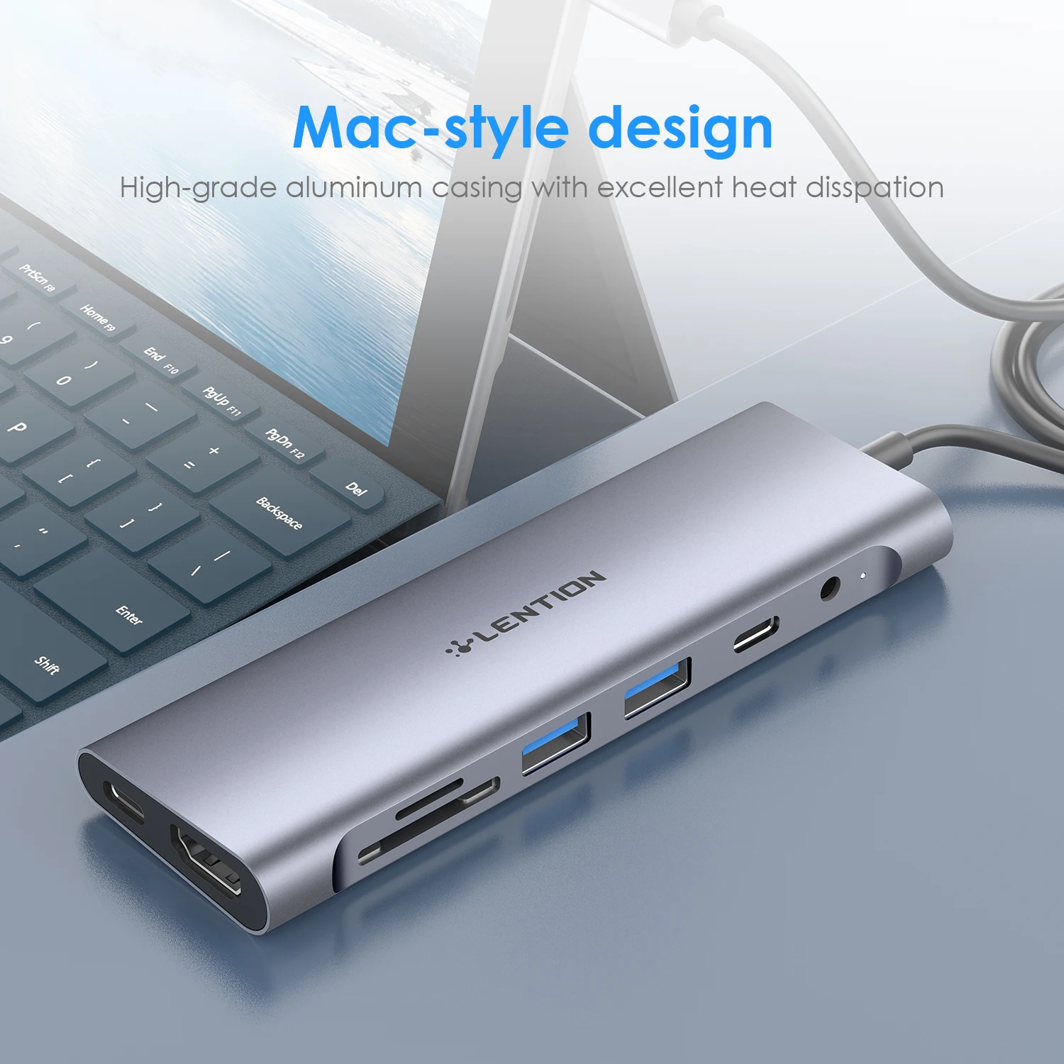 4K HDMI 긴 케이블 Docking Station USB C Hub Type-C USB3.0 카드리더기 충전 어댑터 MacBook Pro 공기 노트북 Splitter