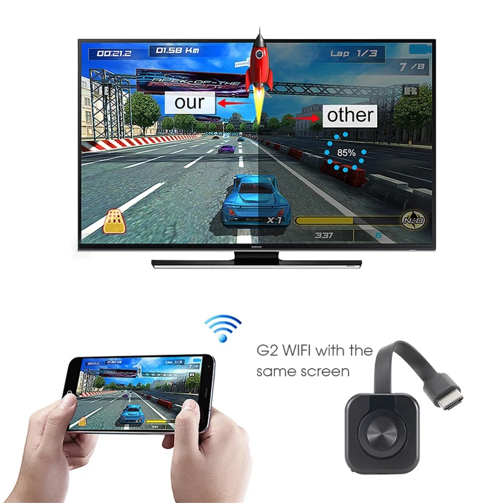 Grwibeou 무선 1080p HDMI 호환 TV 스틱 Wifi Display Receiver For Miracast 화면에 미러 텔레비젼 동글 지원 HDTV IOS
