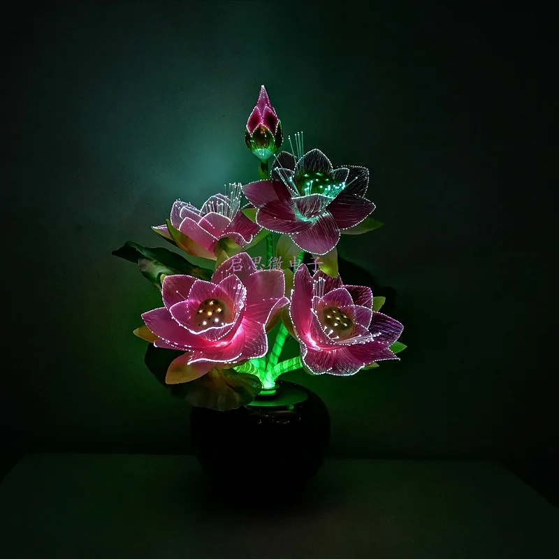 Led 꽃 빛 로터스 부처님 빛 램프 Fo 램프 참신 예술적인 광학 섬유 꽃