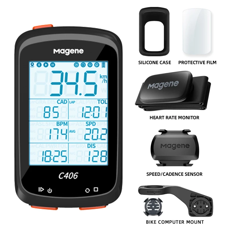 Magene C406 자전거 컴퓨터의 GPS 를 무선 똑똑한 산악 자전거 도로 자전거 Monito Stopwatchring 사이클 데이터 지도 스톱워치 자전거 속도
