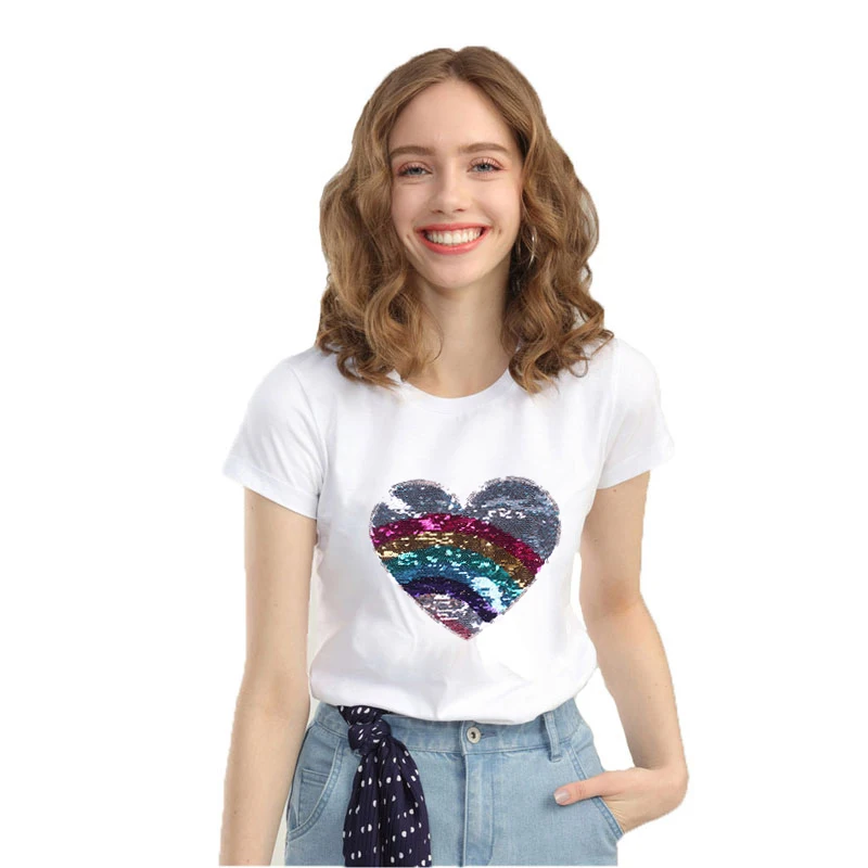 Prajna 사랑 재봉 패치에서 가역적이 변경 컬러 패치에 대한 의류 Rainbow 반짝이는 패치는 아플리케를 위한 아이는 T-셔츠
