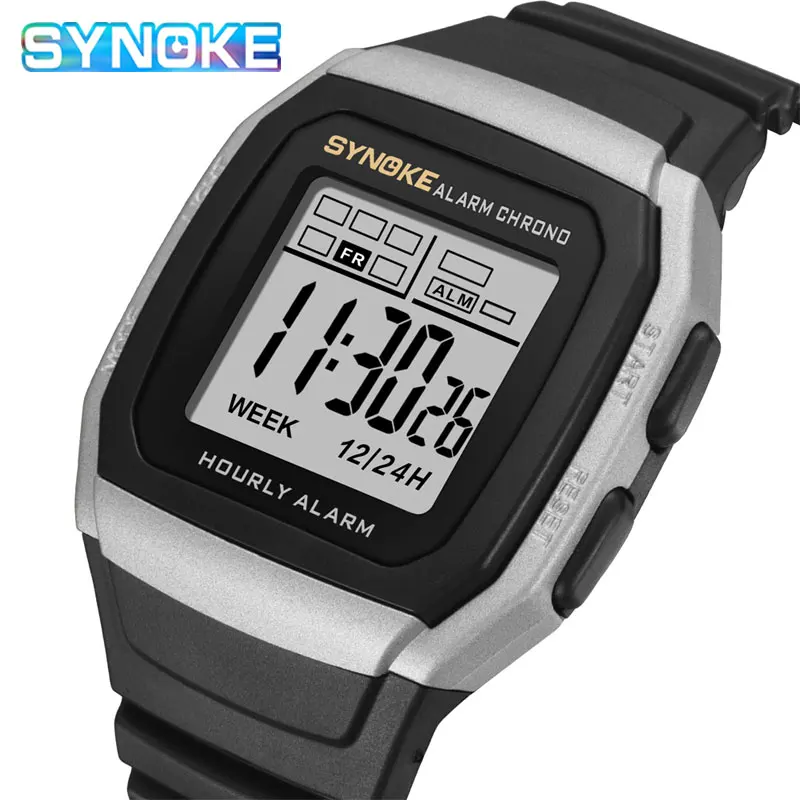Reloj Hombre 남성 시계 SYNOKE 스포츠 크로노그래프는 디지털 방식으로 지도 전자 시계 시계 경보를 스톱워치 Relogio