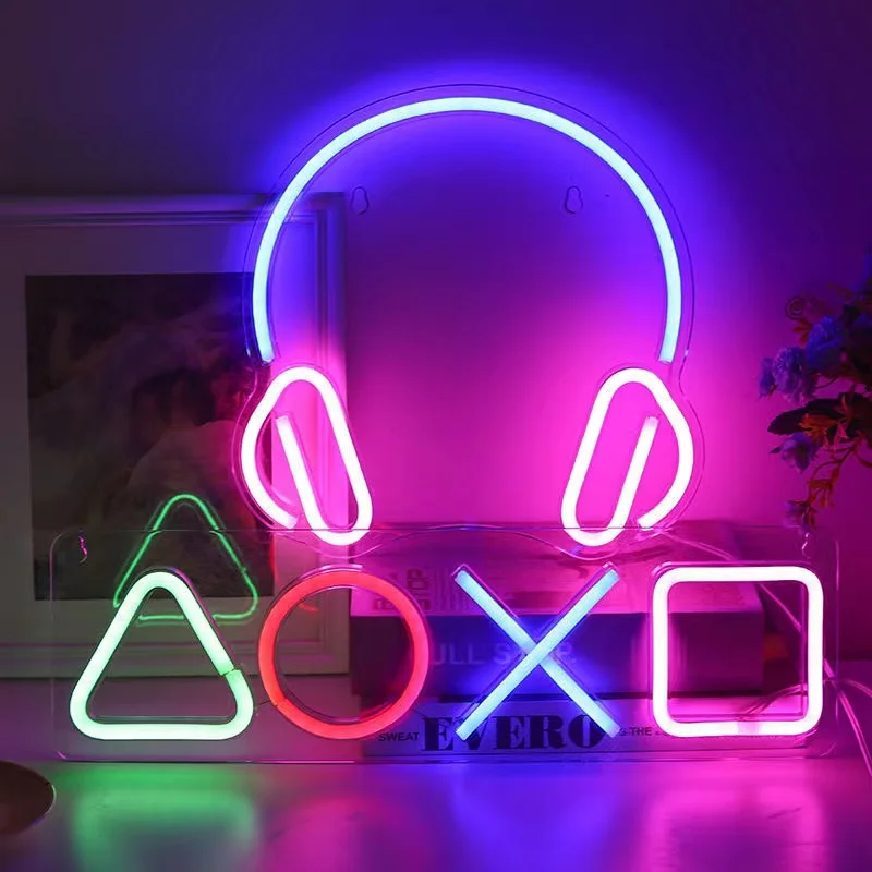 게임 네온 밤 빛에 대한 표지판 벽 Playstation 장식,단추 모양이머 Led 빛 게임을 선물 아이디어에 대한 십대 소년 침실