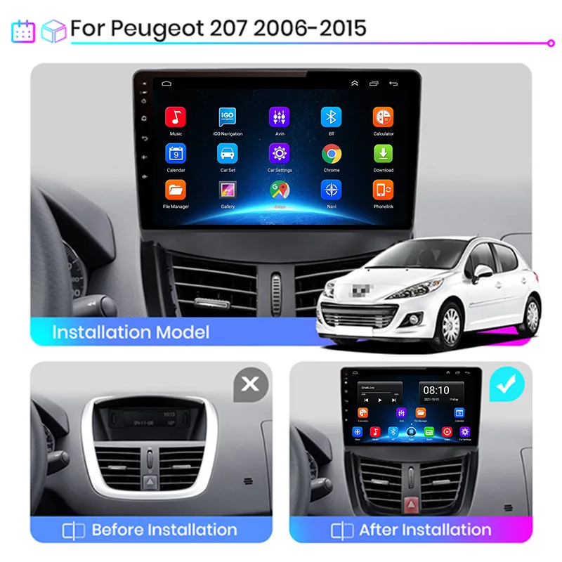 안드로이드 10 자동차 라디오 멀티미디어의 비디오 플레이어 Peugeot 를 위한 207CC207CC2006 2007 2008 2009 2010 - 2015 2Din RDS 스 DVD