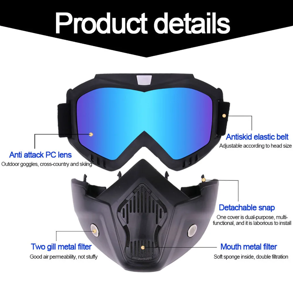 오토바이잔 크로스 오토바이의 모토 고글 분리가능한 고글 여름 UV Protection 스키 자전거 오픈 헬멧 얼굴 마스크