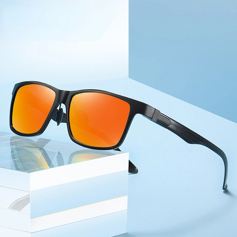 탄소 섬유 편광된 선글라스 남자 알루미늄 마그네슘 Photochromic Anti-반사성 직사각형 태양 안경 밤 비전 안경