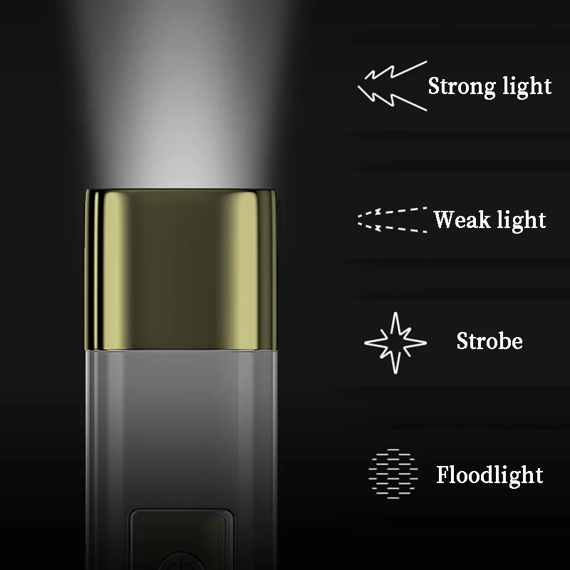 힘 은행 손전등 휴대용 소형 방수 매우 밝은 토치 USB 재충전용 다기능 강력한 손전등 캠프의 빛